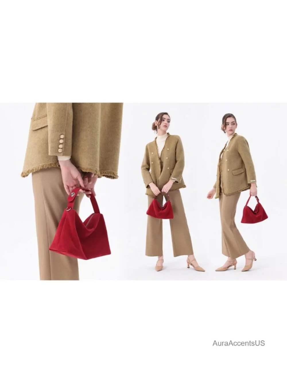 Suede Leather Tote Bag with Crossbody Strap Hobo Satchel Purse